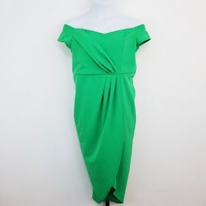 Asos Curve Crepe Wrap Front Bardot Midi Dress